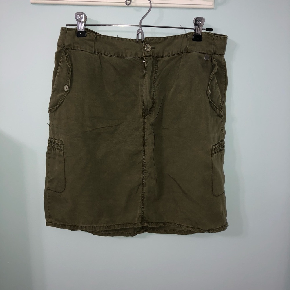 Army green mid skirt